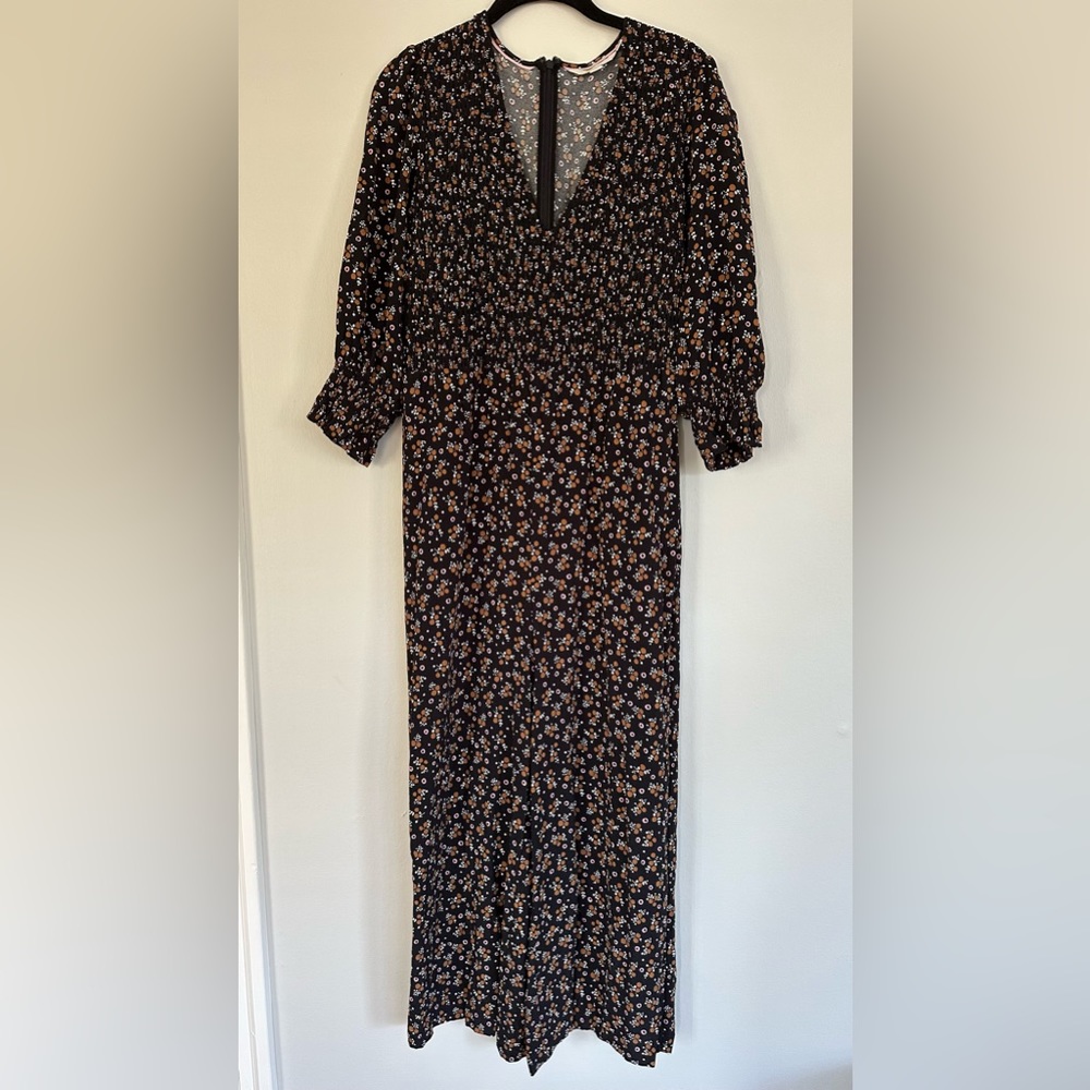 Boden Black Floral Jumpsuit